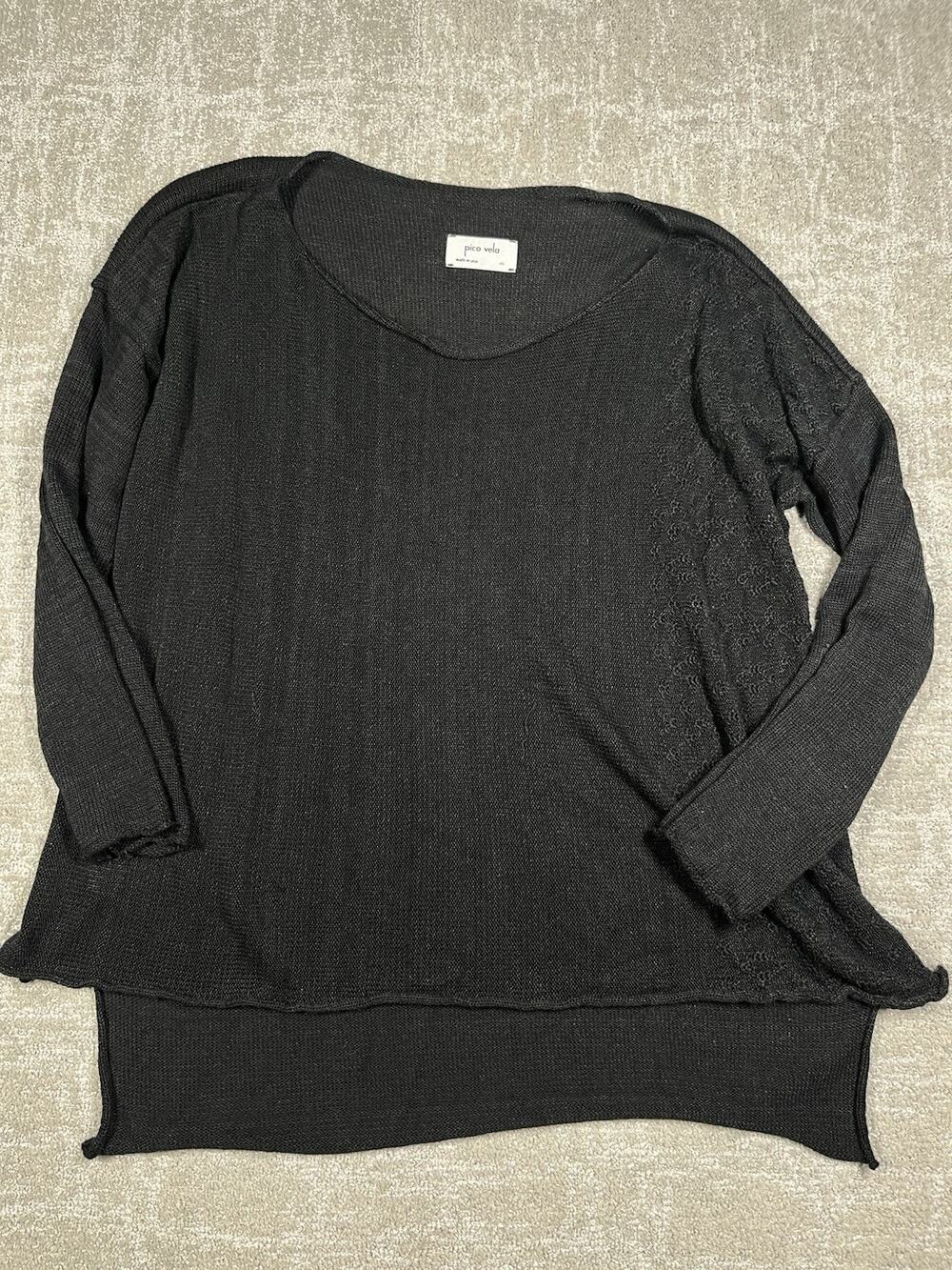 Pico Vela Linen Bambo Black Beachy USA Top Size OS